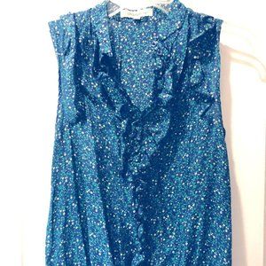 Green Floral Ruffled Heritage Blouse